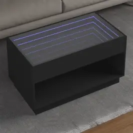 Kafijas Galdiņš Ar Led, Melns, 90X50X50 Cm Vidaxl