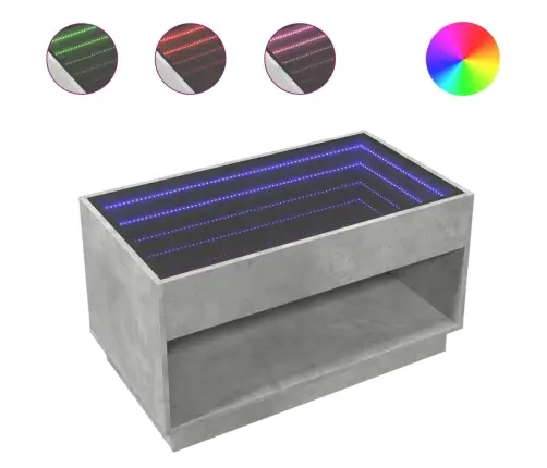 Kafijas Galdiņš Ar Led, Betona Pelēks, 90X50X50 Cm Vidaxl