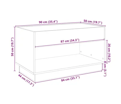 Kohvilaud Led-Tuledega, Hall Sonoma Tamm, 90X50X50 Cm