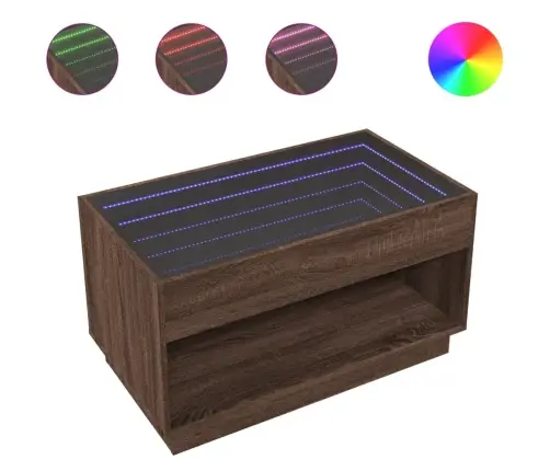 Kohvilaud Led-Tuledega, Pruun Tamm, 90X50X50 Cm