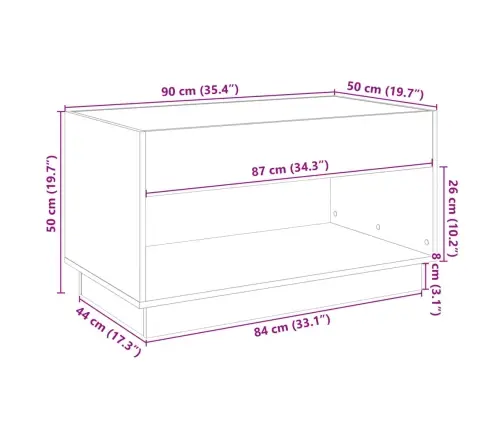 Kohvilaud Led-Tuledega, Pruun Tamm, 90X50X50 Cm