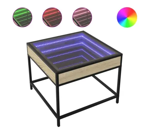 Kohvilaud Led-Tuledega, Sonoma Tamm, 50X50X41 Cm