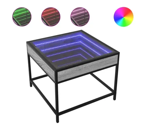 Kafijas Galdiņš Ar Led, Pelēka Ozolkoka Krāsa, 50X50X41 Cm Vidaxl