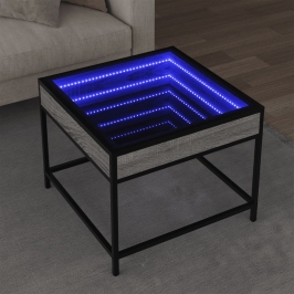 Kafijas Galdiņš Ar Led, Pelēka Ozolkoka Krāsa, 50X50X41 Cm Vidaxl