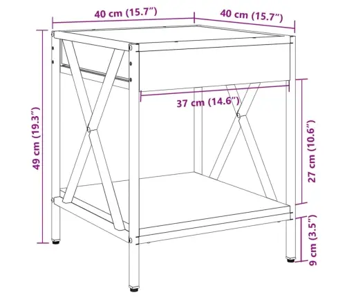 Kohvilaud Led-Tuledega, Must, 40X40X49 Cm