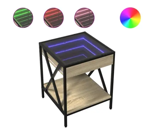 Kafijas Galdiņš Ar Led, Ozolkoka Krāsa, 40X40X49 Cm Vidaxl