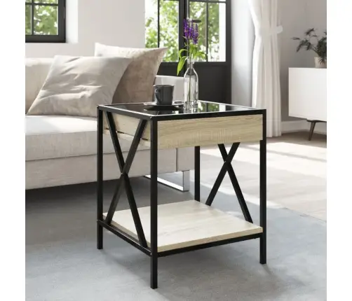 Kafijas Galdiņš Ar Led, Ozolkoka Krāsa, 40X40X49 Cm Vidaxl