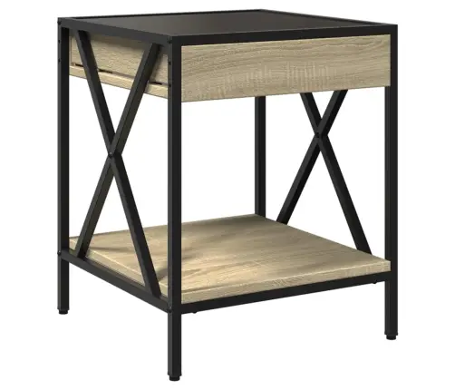 Kafijas Galdiņš Ar Led, Ozolkoka Krāsa, 40X40X49 Cm Vidaxl