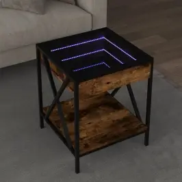 Kohvilaud Led-Tuledega, Suitsutatud Tamm, 40X40X49 Cm