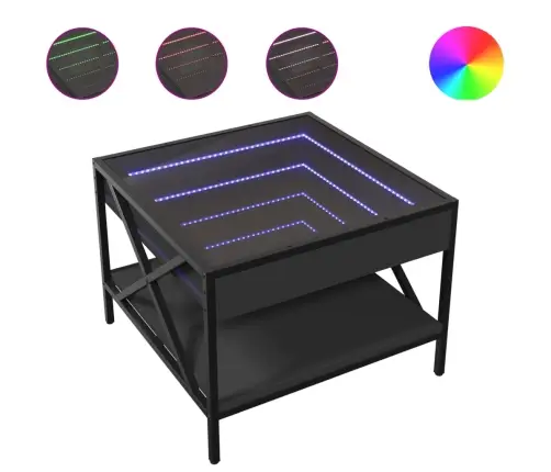 Kafijas Galdiņš Ar Led, Melns, 50X50X38 Cm Vidaxl