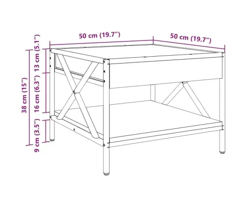 Kafijas Galdiņš Ar Led, Melns, 50X50X38 Cm Vidaxl