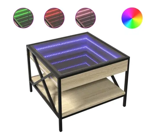 Kafijas Galdiņš Ar Led, Ozola Krāsa, 50X50X38 Cm Vidaxl