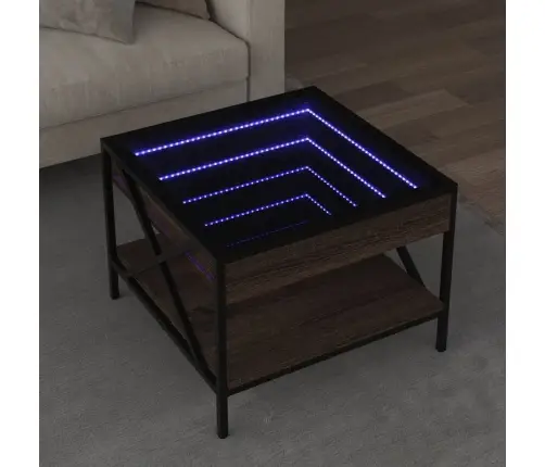 Kafijas Galdiņš Ar Led, Brūna Ozola, 50X50X38 Cm Vidaxl