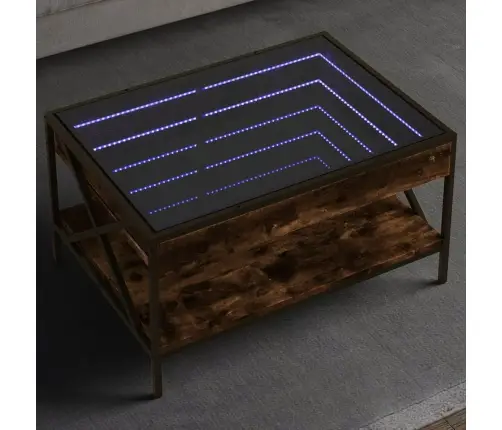 Kohvilaud Led-Tuledega, Suitsutatud Tamm, 70X50X38 Cm