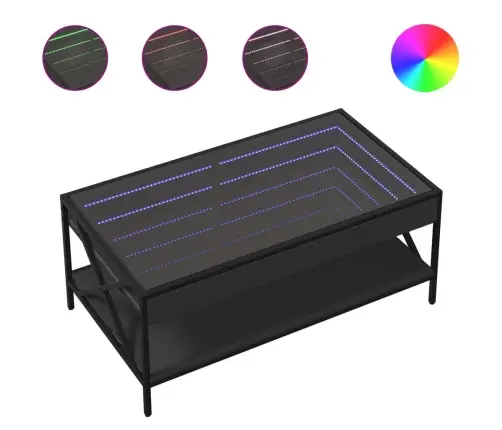 Kafijas Galdiņš Ar Led, Melns, 90X50X38 Cm Vidaxl