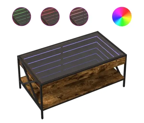 Kavos Staliukas Su Infinity Led Lemputėmis, Dūminis, 90X50X38Cm