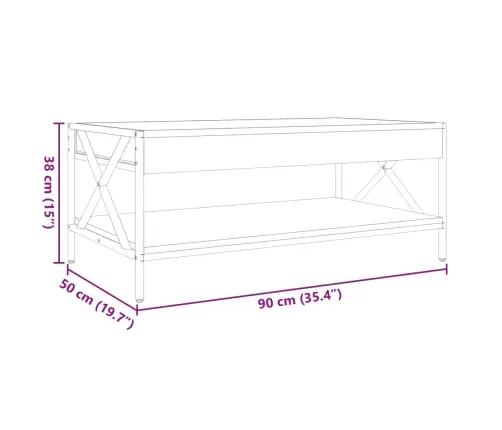 Kafijas Galdiņš Ar Led, Brūna Ozola, 90X50X38 Cm Vidaxl