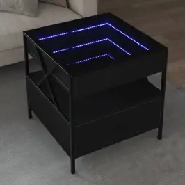 Kafijas Galdiņš Ar Led, Melns, 50X50X51 Cm Vidaxl