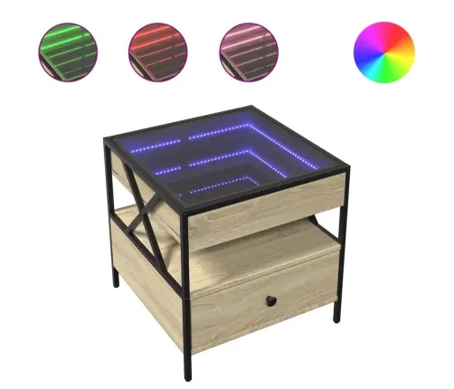 Kafijas Galdiņš Ar Led, Ozola Krāsa, 50X50X51 Cm Vidaxl