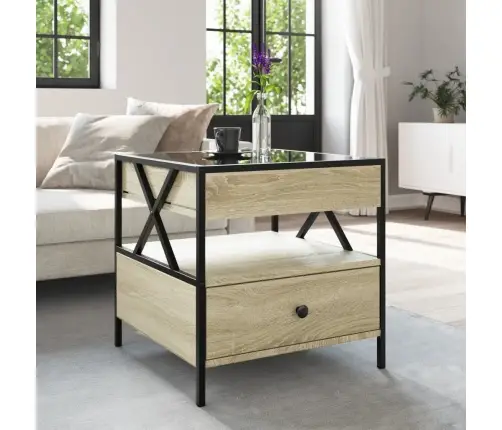 Kafijas Galdiņš Ar Led, Ozola Krāsa, 50X50X51 Cm Vidaxl