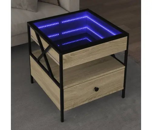 Kafijas Galdiņš Ar Led, Ozola Krāsa, 50X50X51 Cm Vidaxl