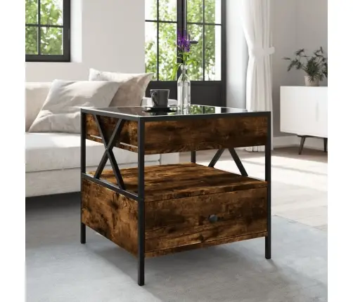 Kohvilaud Led-Tuledega, Suitsutatud Tamm, 50X50X51 Cm