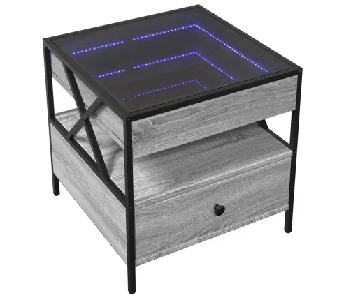Kafijas Galdiņš Ar Led, Pelēka Ozolkoka Krāsa, 50X50X51 Cm Vidaxl