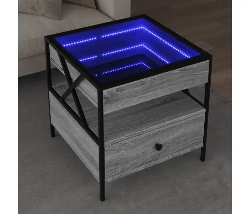Kafijas Galdiņš Ar Led, Pelēka Ozolkoka Krāsa, 50X50X51 Cm Vidaxl
