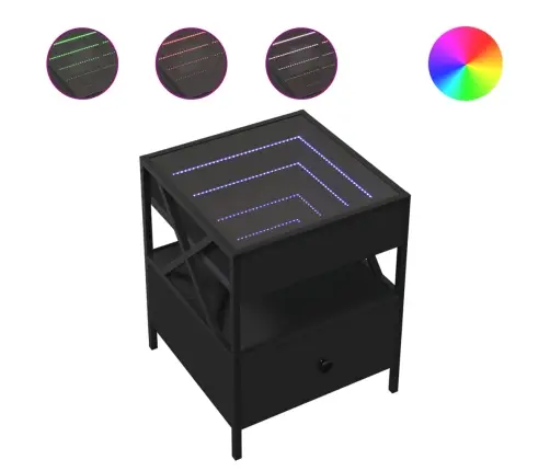 Kafijas Galdiņš Ar Led, Melns, 40X40X51 Cm Vidaxl