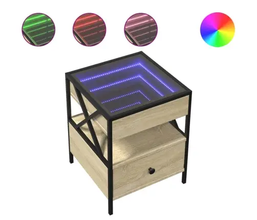 Kavos Staliukas Su Infinity Led Lemputėmis, Ąžuolo, 40X40X51Cm