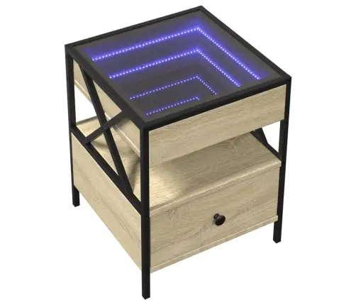 Kavos Staliukas Su Infinity Led Lemputėmis, Ąžuolo, 40X40X51Cm