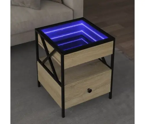 Kavos Staliukas Su Infinity Led Lemputėmis, Ąžuolo, 40X40X51Cm