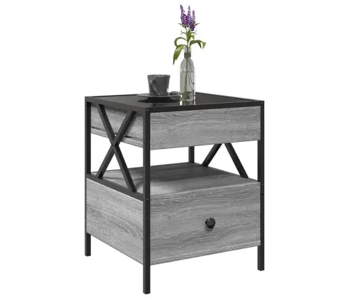 Kafijas Galdiņš Ar Led, Pelēka Ozolkoka Krāsa, 40X40X51 Cm Vidaxl