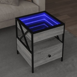 Kafijas Galdiņš Ar Led, Pelēka Ozolkoka Krāsa, 40X40X51 Cm Vidaxl