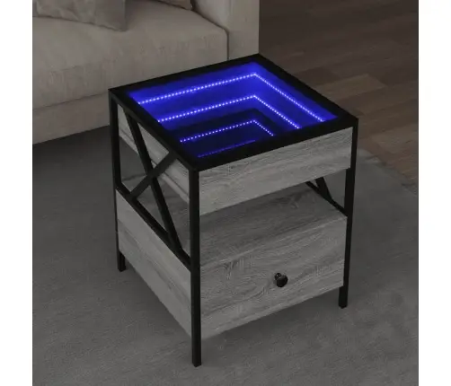 Kafijas Galdiņš Ar Led, Pelēka Ozolkoka Krāsa, 40X40X51 Cm Vidaxl