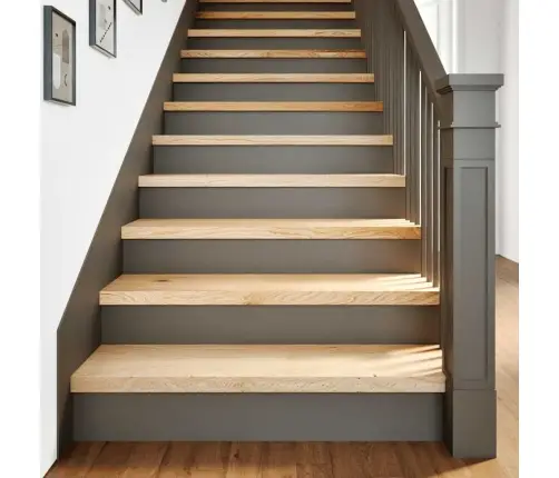 Kāpņu Paklāji, 8Gab., Neapstrādāts, 90X25X2 Cm, Ozola Masīvkoks Vidaxl