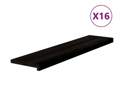 Kāpņu Paklāji, 16Gab., Tumši Brūna, 110X30X2Cm, Ozola Masīvkoks Vidaxl