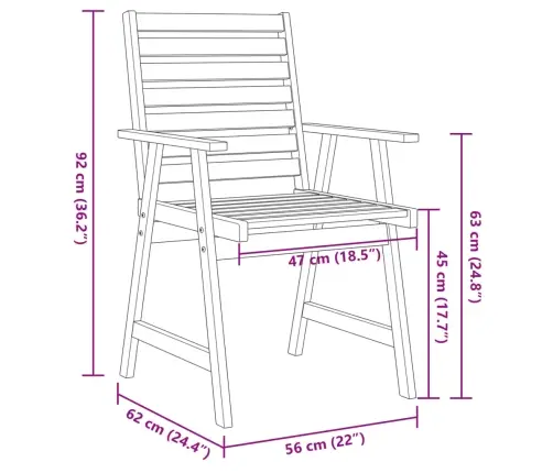 Sodo Valgomojo Komplektas, 6 Dalių, Akacijos Medienos Masyvas