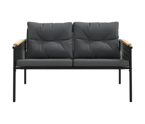 3-Daļīgs Balkona Mēbeļu Komplekts, Matrači, Melns, Tērauds Vidaxl