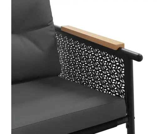 3-Daļīgs Balkona Mēbeļu Komplekts, Matrači, Melns, Tērauds Vidaxl