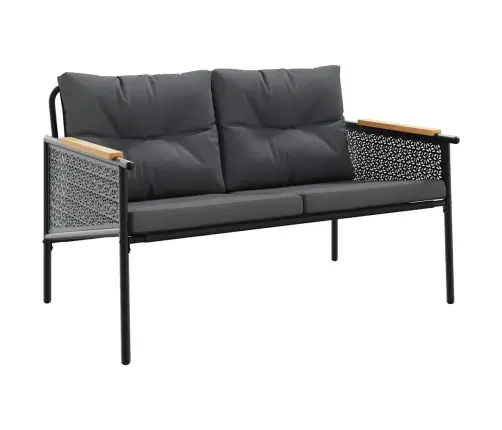 5-Daļīgs Balkona Mēbeļu Komplekts, Matrači, Melns, Tērauds Vidaxl