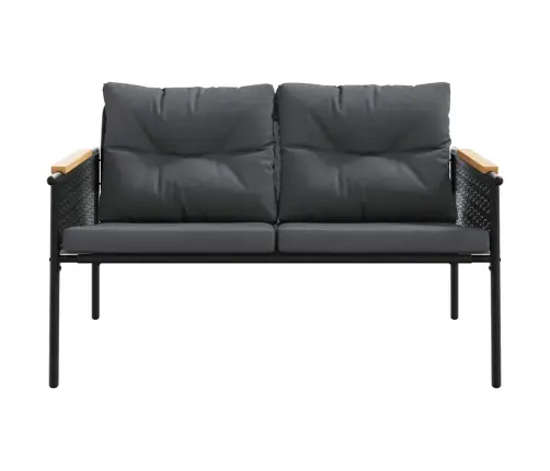 5-Daļīgs Balkona Mēbeļu Komplekts, Matrači, Melns, Tērauds Vidaxl