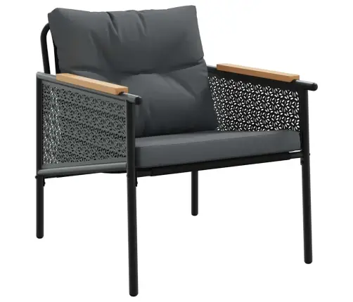 5-Daļīgs Balkona Mēbeļu Komplekts, Matrači, Melns, Tērauds Vidaxl