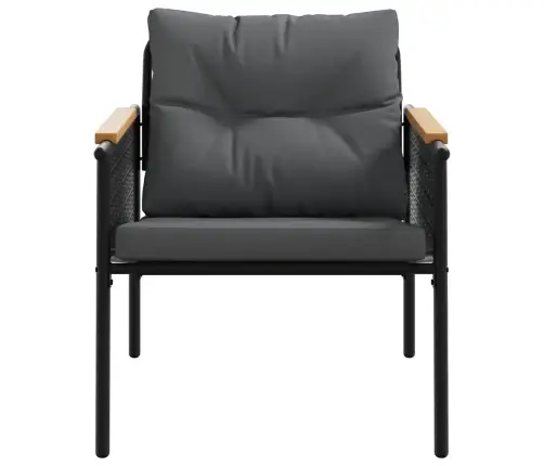 5-Daļīgs Balkona Mēbeļu Komplekts, Matrači, Melns, Tērauds Vidaxl