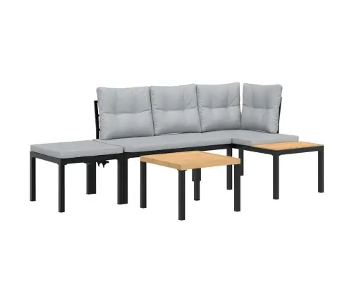 Dārza Soli Ar Spilveniem, 4 Gab., Melni, Pulverkrāsots Tērauds Vidaxl