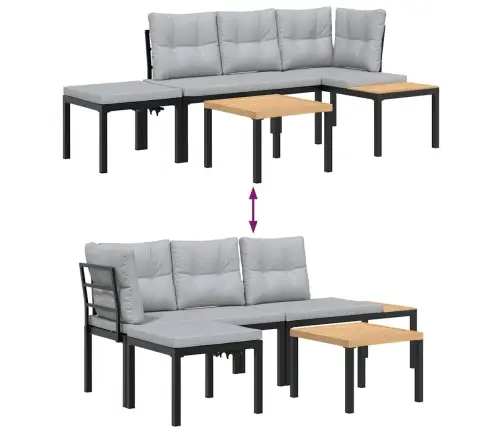 Dārza Soli Ar Spilveniem, 4 Gab., Melni, Pulverkrāsots Tērauds Vidaxl