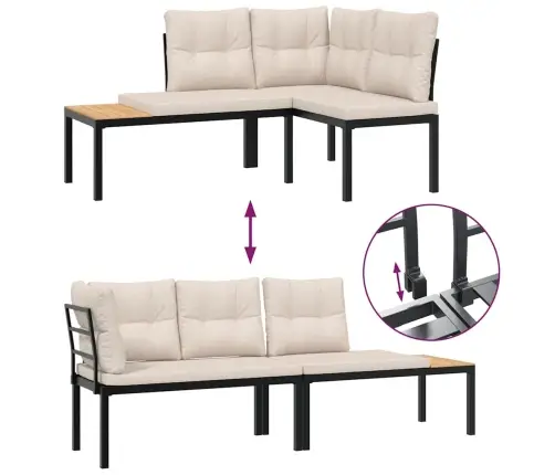 Dārza Soli Ar Spilveniem, 3 Gab., Melni, Pulverkrāsots Tērauds Vidaxl