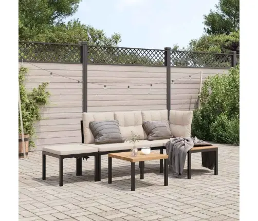 Dārza Soli Ar Spilveniem, 3 Gab., Melni, Pulverkrāsots Tērauds Vidaxl