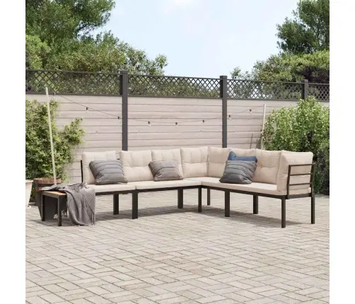 Dārza Soli Ar Spilveniem, 4 Gab., Melni, Pulverkrāsots Tērauds Vidaxl