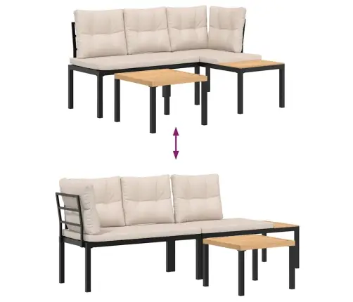 Dārza Soli Ar Spilveniem, 3 Gab., Melni, Pulverkrāsots Tērauds Vidaxl